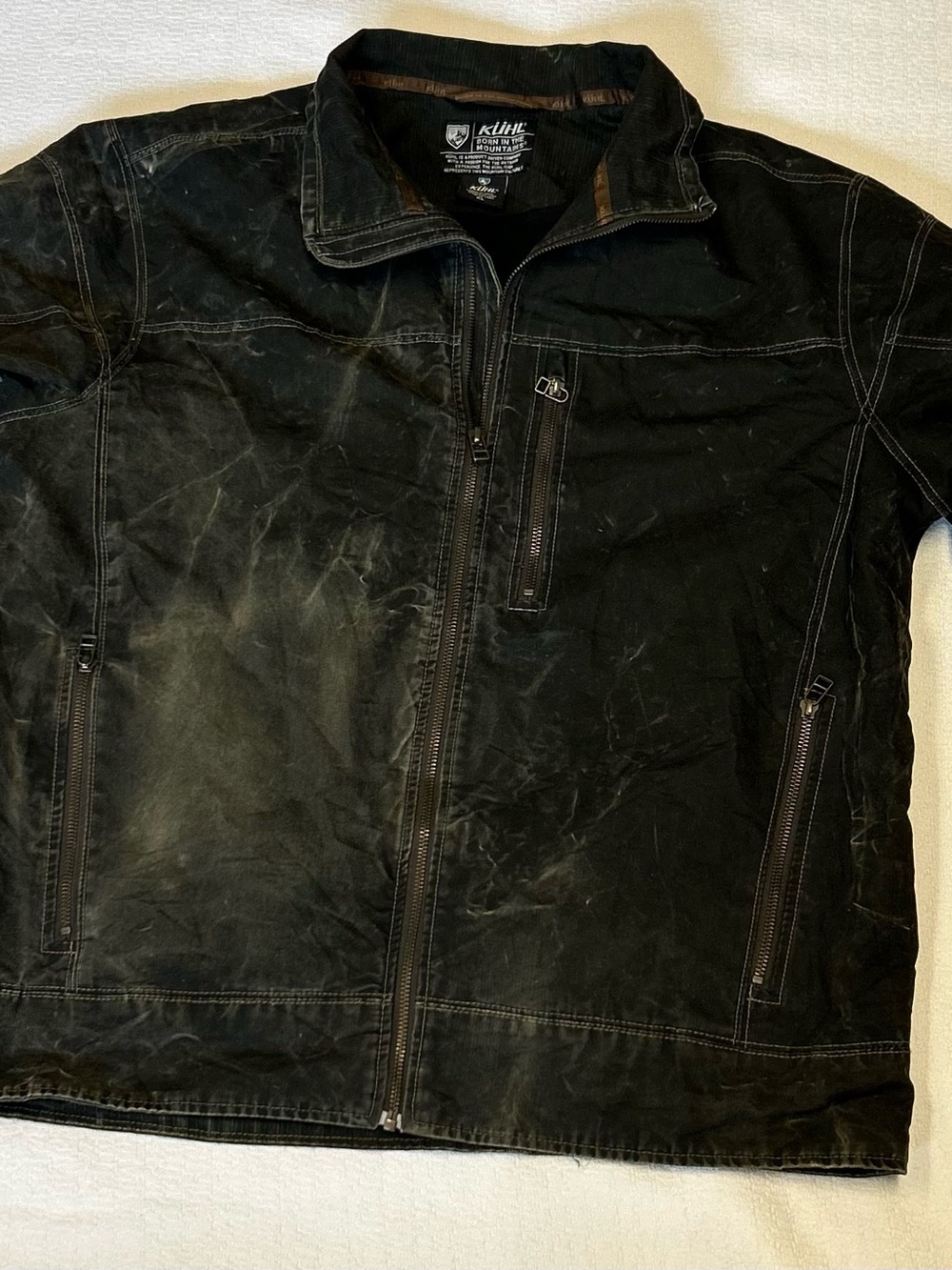 KÜHL Men’s XL Black Distressed Canvas Workwear Full-Zip Jacket